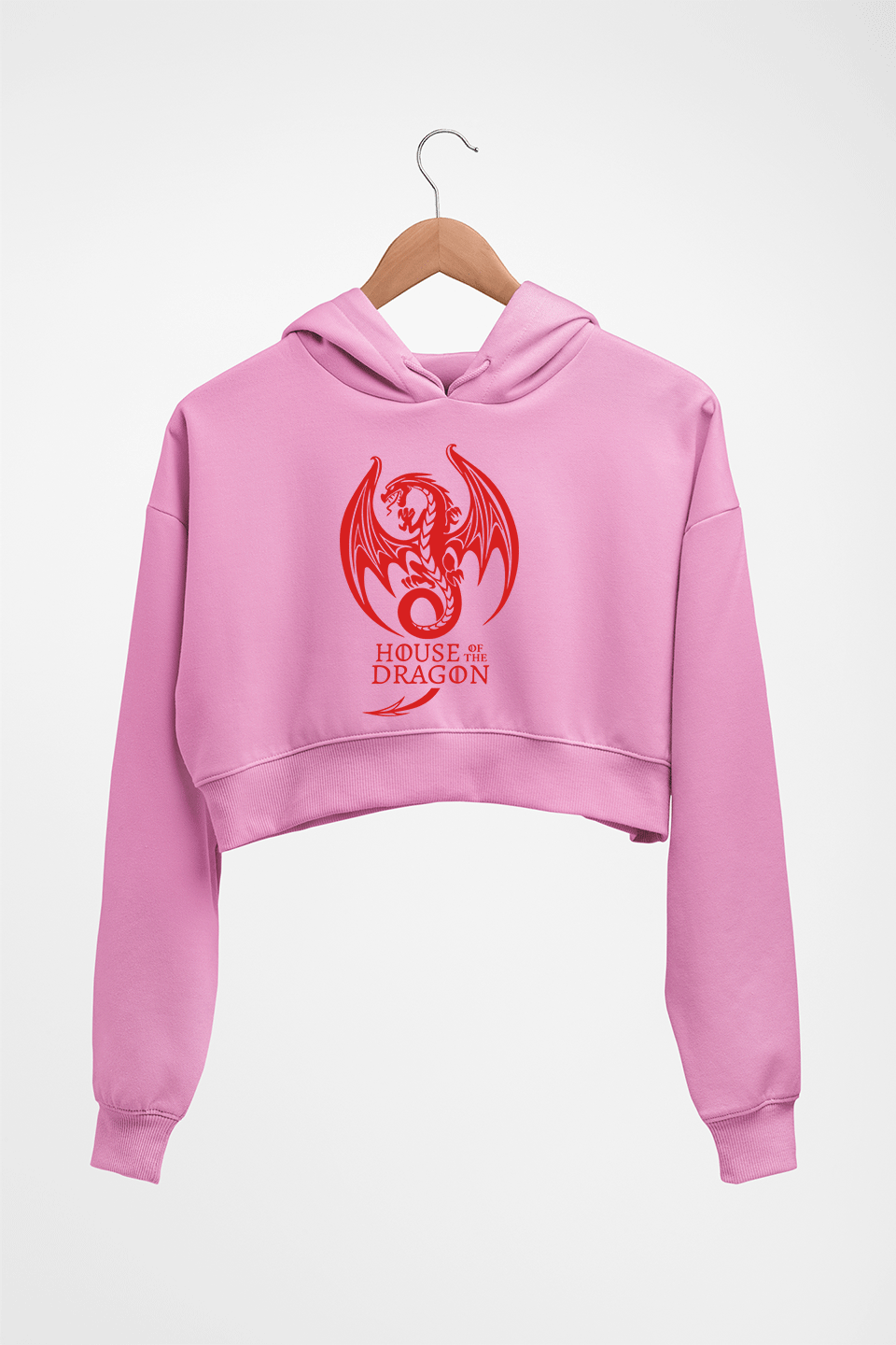 House of the Dragon (GOT) Crop HOODIE FOR WOMEN-Light Baby Pink-Ektarfa.online
