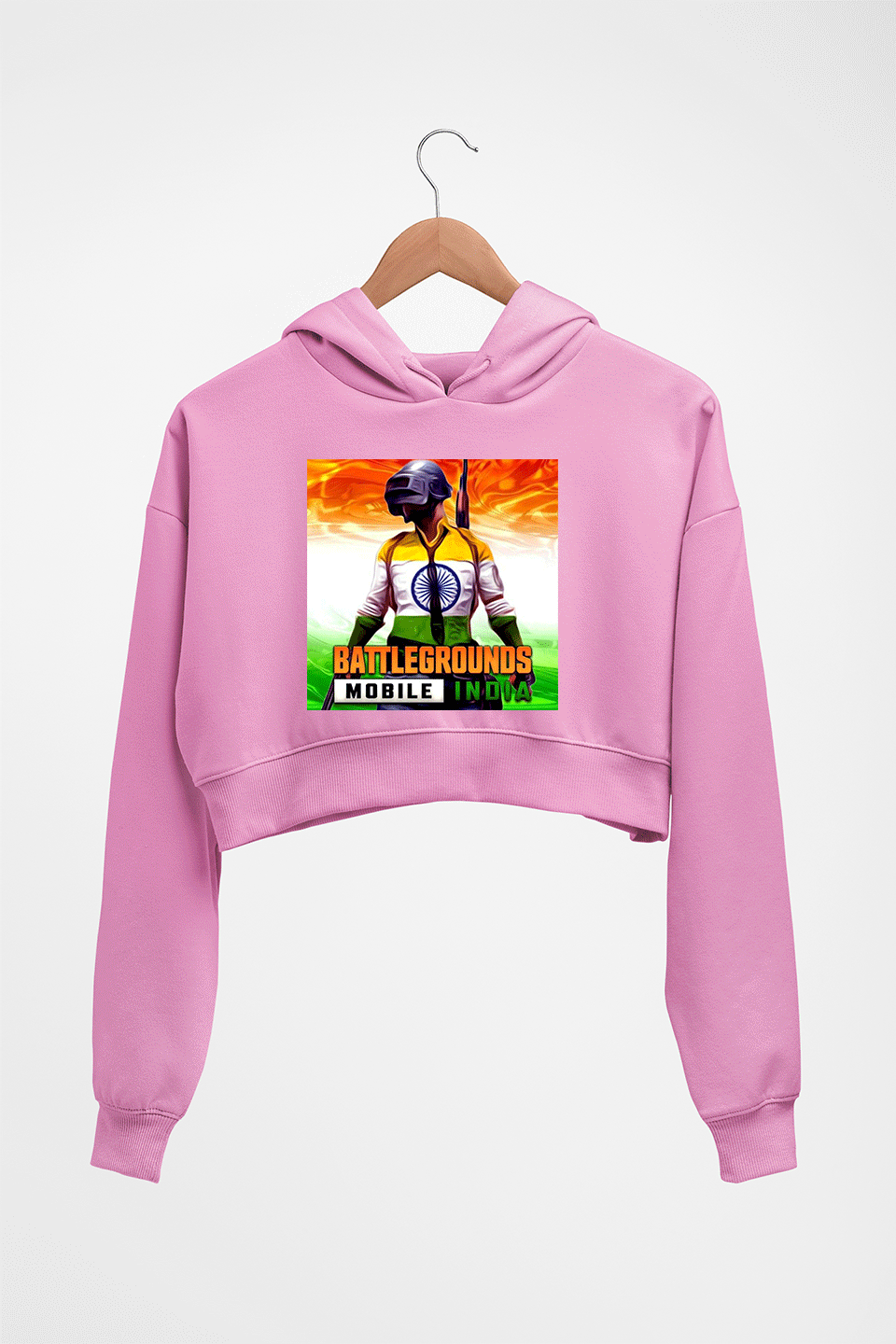 Battlegrounds Mobile India (BGMI) Crop HOODIE FOR WOMEN-Light Baby Pink-Ektarfa.online