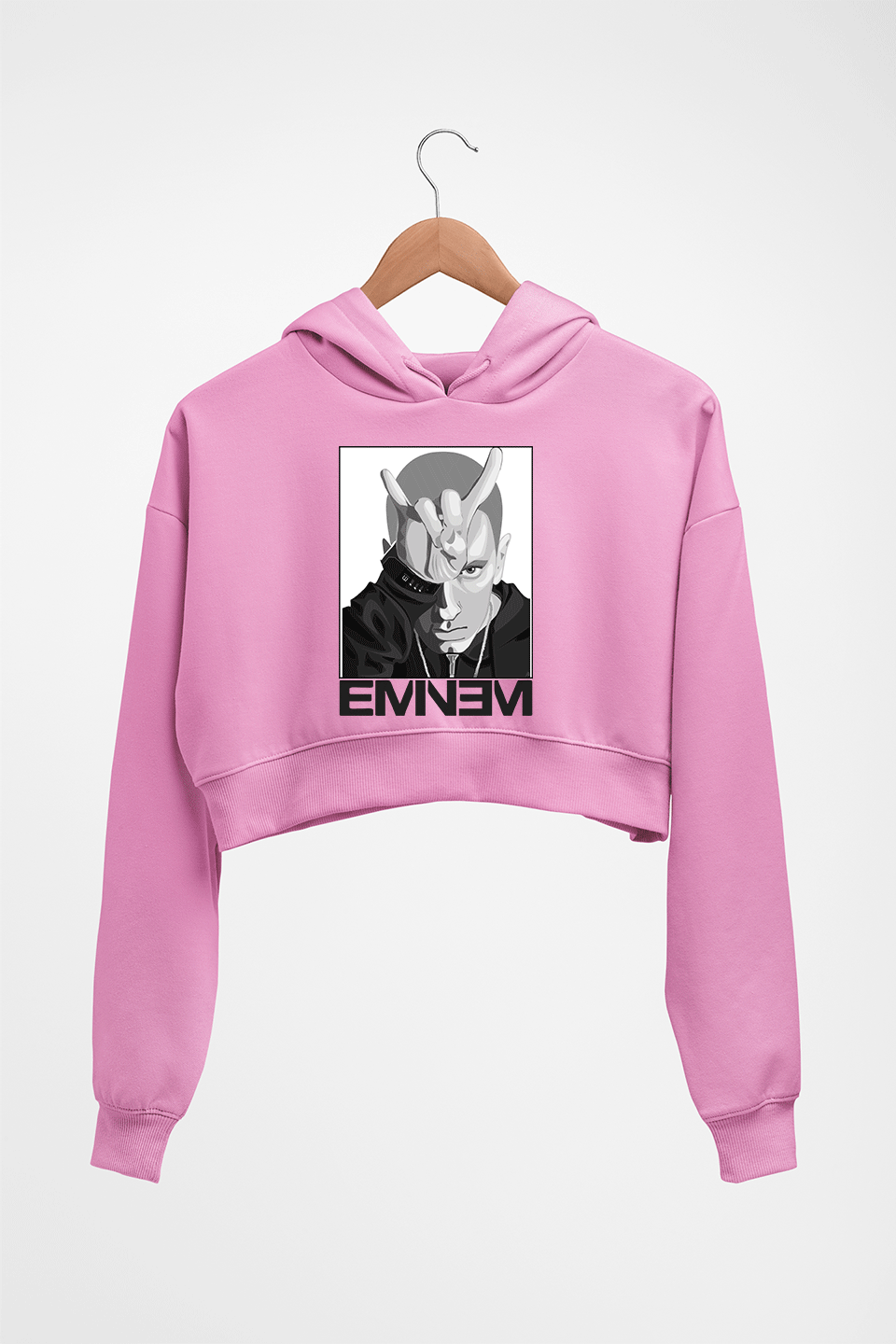EMINEM Crop HOODIE FOR WOMEN-Light Baby Pink-Ektarfa.online