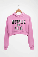 Load image into Gallery viewer, Netflix and Chill Crop HOODIE FOR WOMEN-Light Baby Pink-Ektarfa.online
