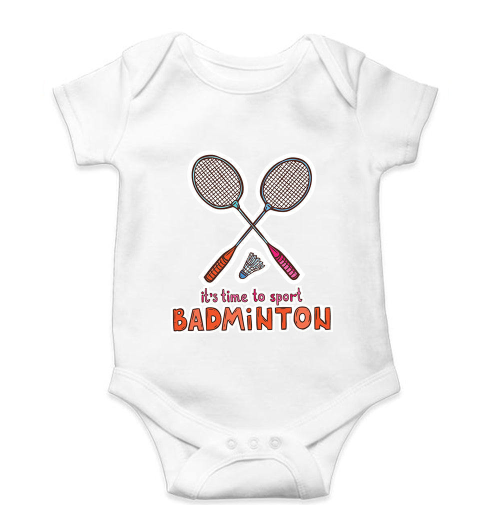 Badminton Kids Romper For Baby Boy/Girl-0-5 Months(18 Inches)-White-Ektarfa.online