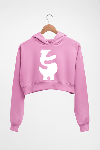 Hippo Dolphin Hug Crop HOODIE FOR WOMEN-Light Baby Pink-Ektarfa.online