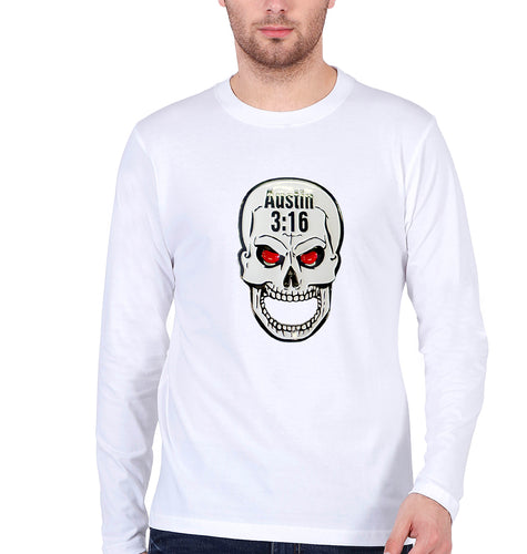 Stone Cold Steve Austin (WWE) Full Sleeves T-Shirt for Men-White-Ektarfa.online