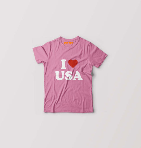 I Love USA Kids T-Shirt for Boy/Girl-Pink-Ektarfa.online