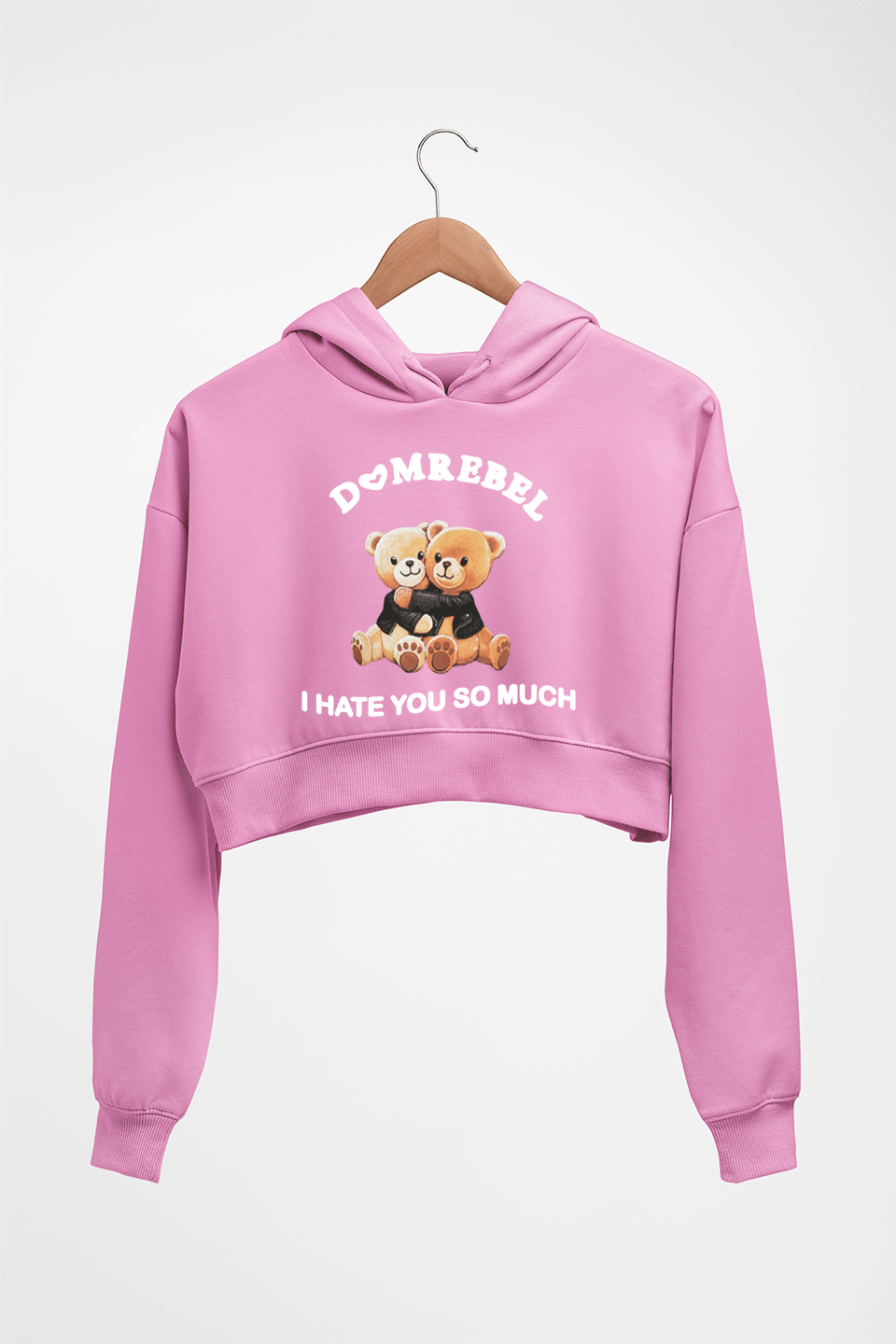 Domrebel Bear Crop HOODIE FOR WOMEN-Light Baby Pink-Ektarfa.online