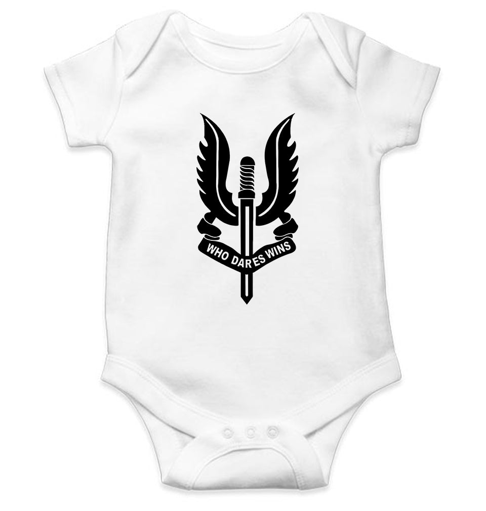 Who Dares Wins Balidaan Army Kids Romper For Baby Boy/Girl-0-5 Months(18 Inches)-White-Ektarfa.online