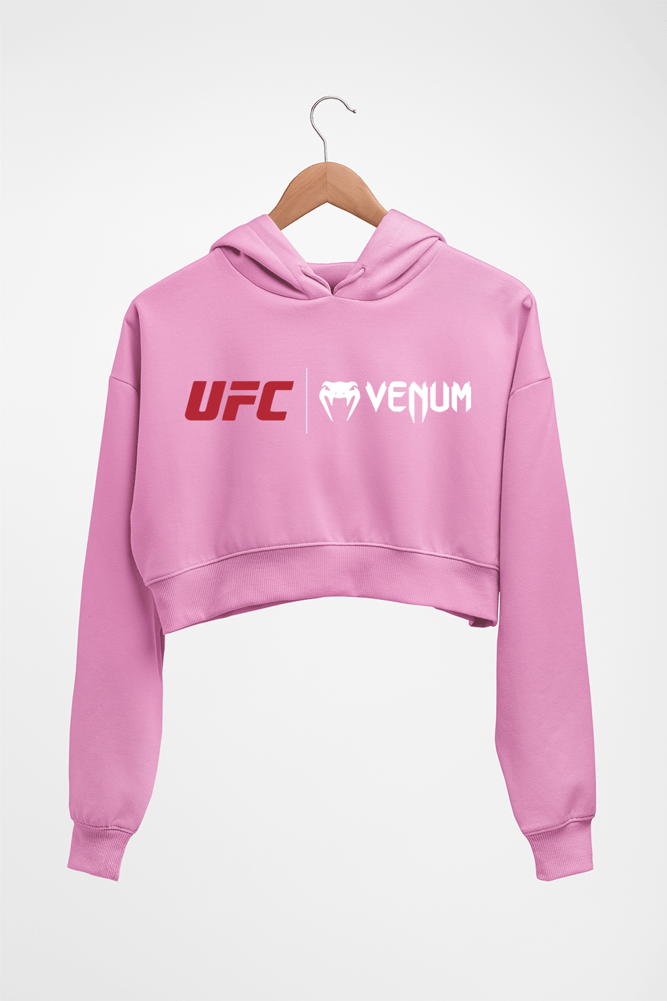 UFC Venum Crop HOODIE FOR WOMEN-Light Baby Pink-Ektarfa.online