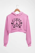 Load image into Gallery viewer, Peace Religious Symbols Crop HOODIE FOR WOMEN-Light Baby Pink-Ektarfa.online
