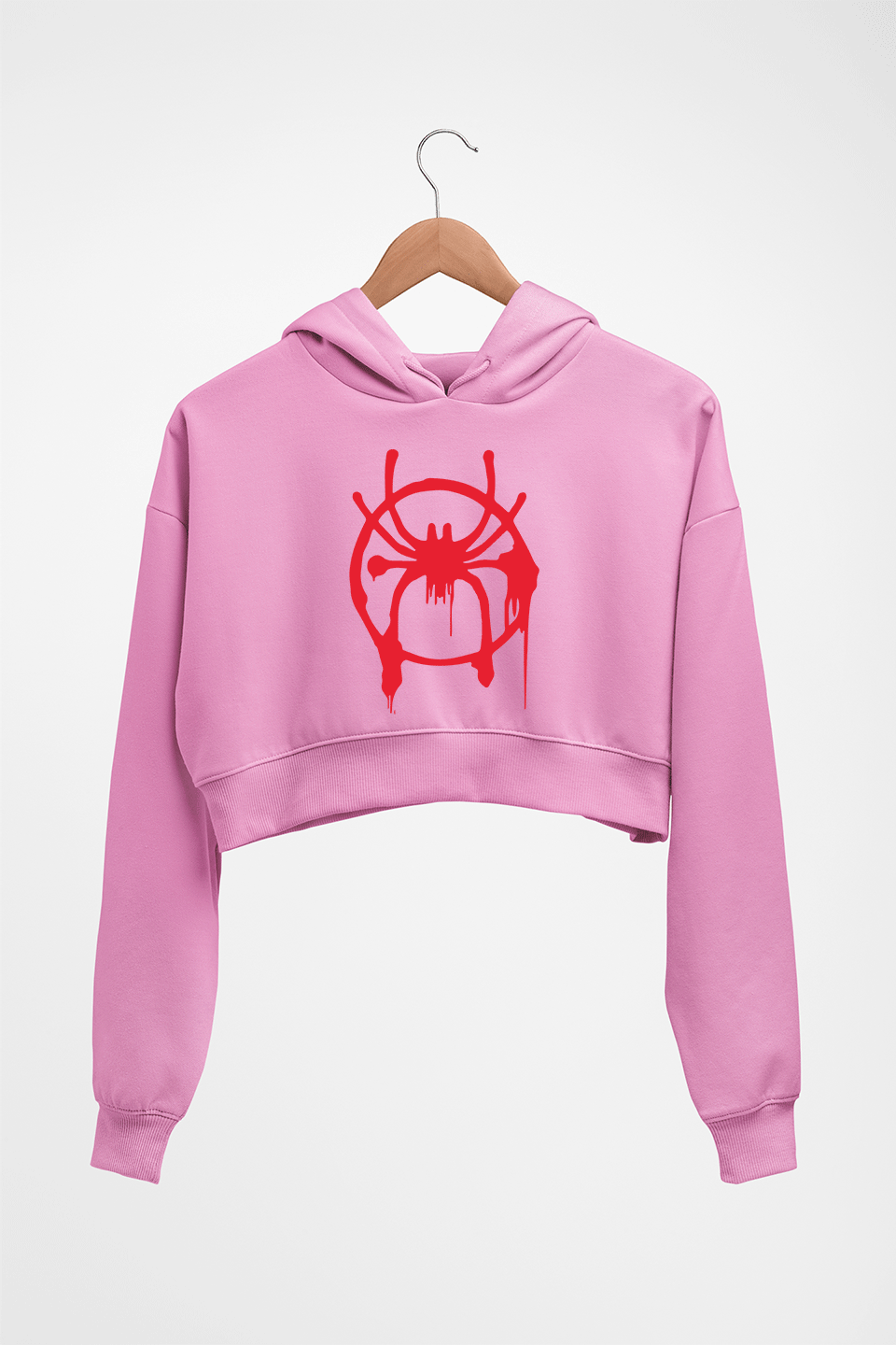 Spiderman Superhero Crop HOODIE FOR WOMEN-Light Baby Pink-Ektarfa.online