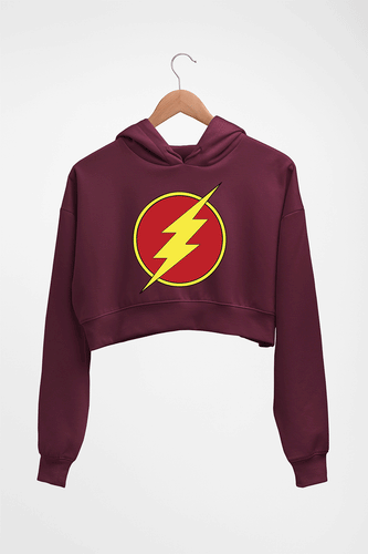 Flash Superhero Crop HOODIE FOR WOMEN-Maroon-Ektarfa.online