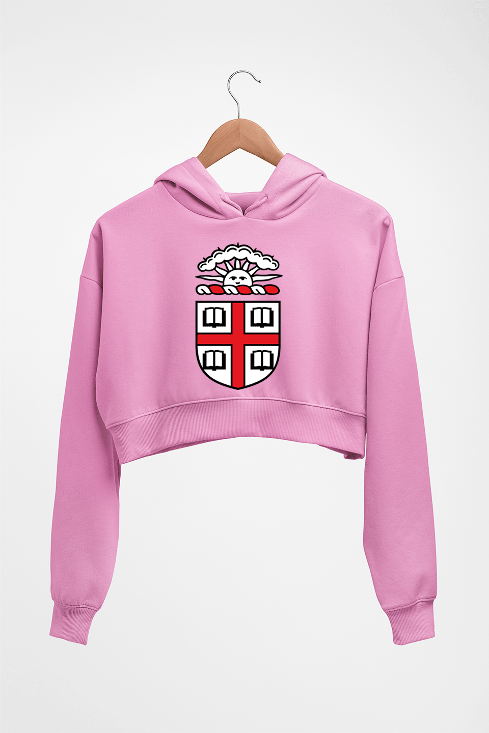 Brown University Crop HOODIE FOR WOMEN-Light Baby Pink-Ektarfa.online