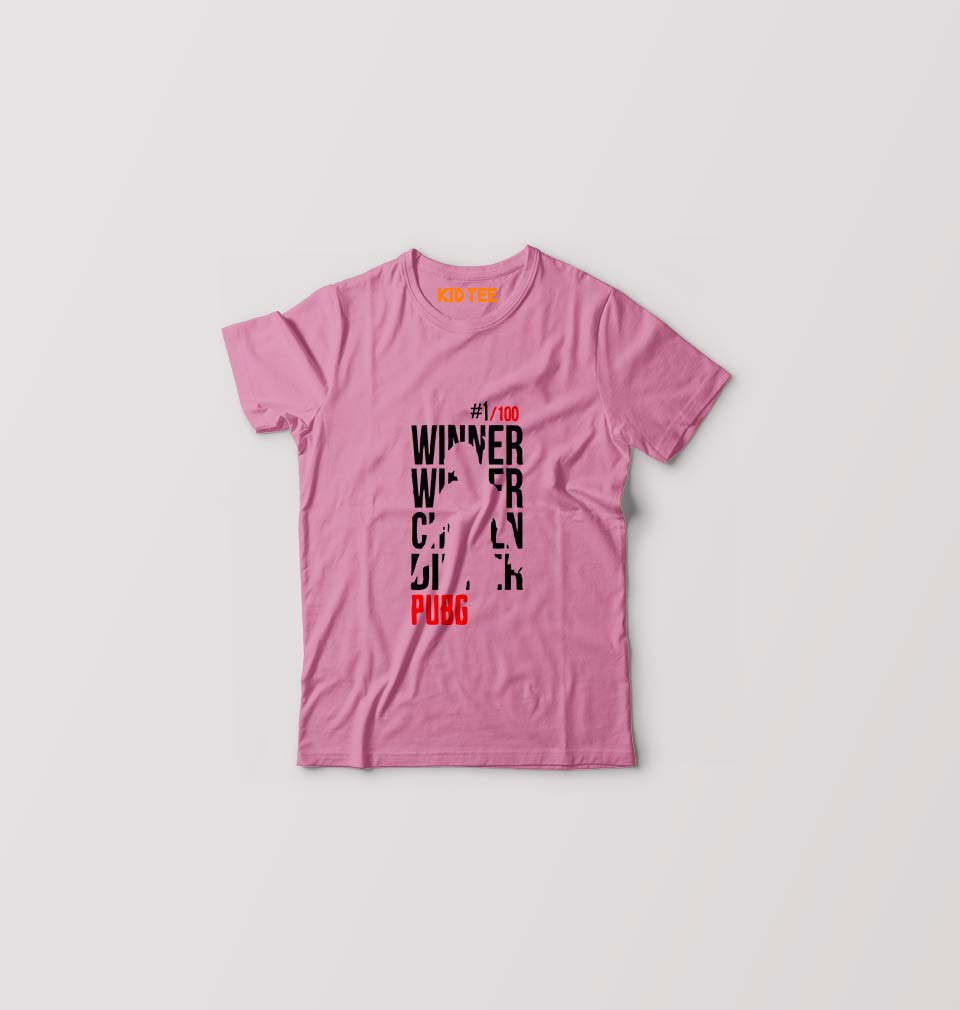 PUBG Winner Winner Chicken Dinner Kids T-Shirt for Boy/Girl-Pink-Ektarfa.online