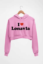 Load image into Gallery viewer, I Love Lonavla Crop HOODIE FOR WOMEN-Light Baby Pink-Ektarfa.online
