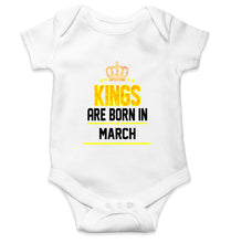 Load image into Gallery viewer, Kings Are Born In March Kids Romper For Baby Boy/Girl-0-5 Months(18 Inches)-White-Ektarfa.online
