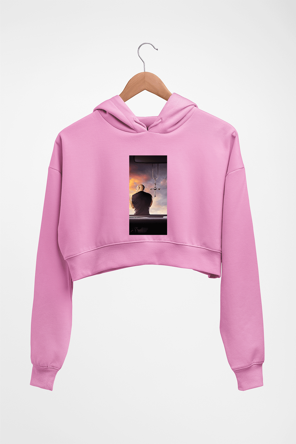 Fast X Vin Diesel Crop HOODIE FOR WOMEN-Light Baby Pink-Ektarfa.online