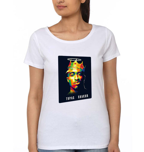 2Pac Tupac T-Shirt for Women-White-Ektarfa.online