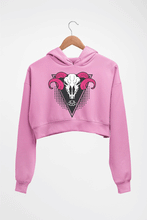 Load image into Gallery viewer, Ram Skull Crop HOODIE FOR WOMEN-Light Baby Pink-Ektarfa.online
