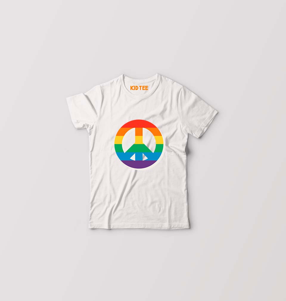 Peace Pride Kids T-Shirt for Boy/Girl-White-Ektarfa.online