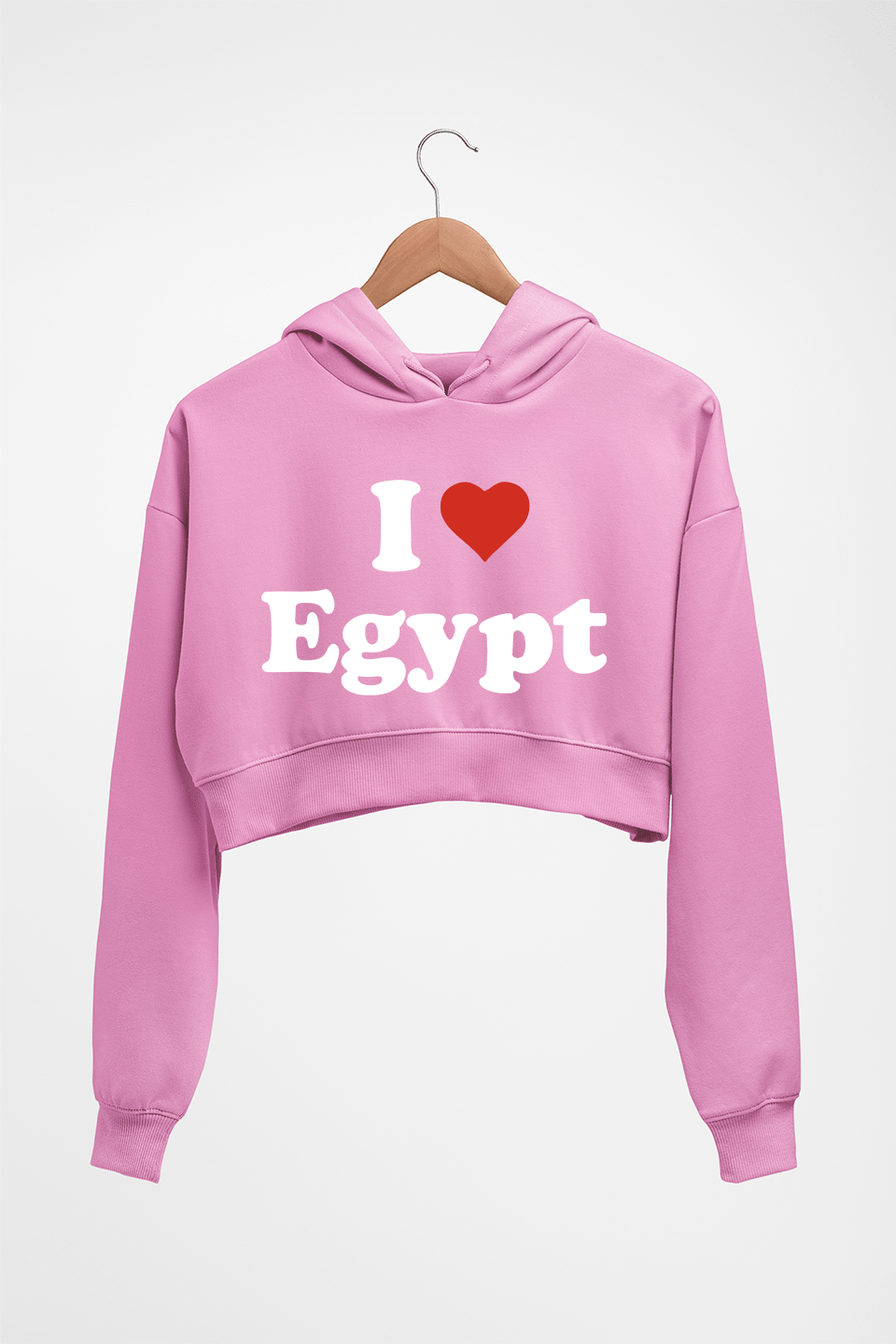 I Love Egypt Crop HOODIE FOR WOMEN-Light Baby Pink-Ektarfa.online