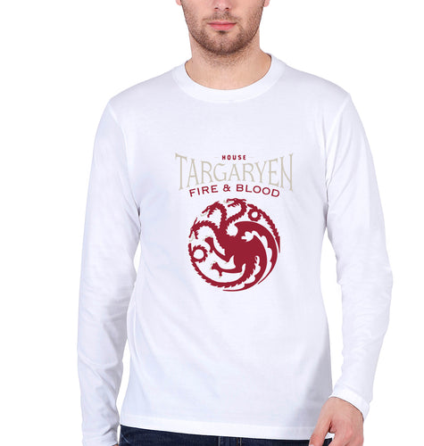 House Targaryen (GOT) Full Sleeves T-Shirt for Men-White-Ektarfa.online