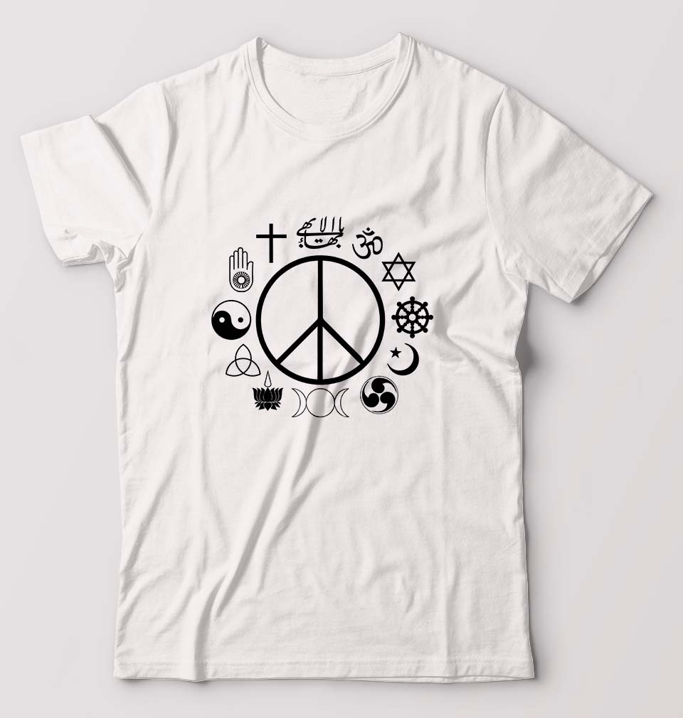 Peace Religious Symbols T-Shirt for Men-White-Ektarfa.online
