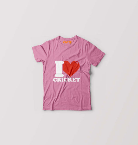 I Love Cricket Kids T-Shirt for Boy/Girl-Pink-Ektarfa.online