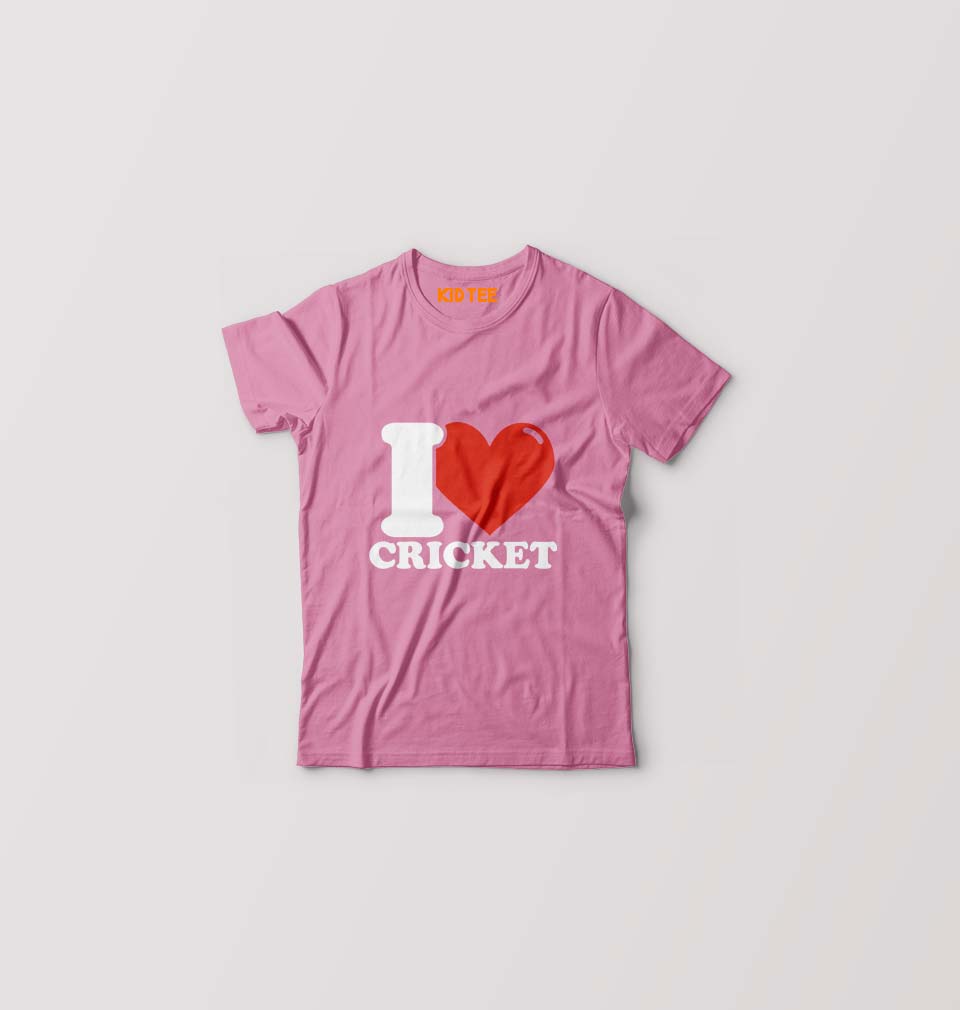 I Love Cricket Kids T-Shirt for Boy/Girl-Pink-Ektarfa.online