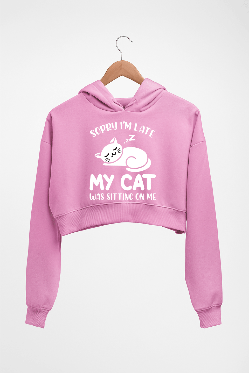 Cat Crop HOODIE FOR WOMEN-Light Baby Pink-Ektarfa.online