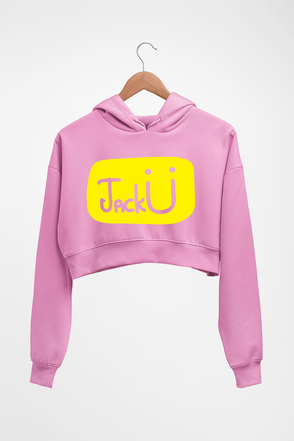 Jack u Crop HOODIE FOR WOMEN-Light Baby Pink-Ektarfa.online