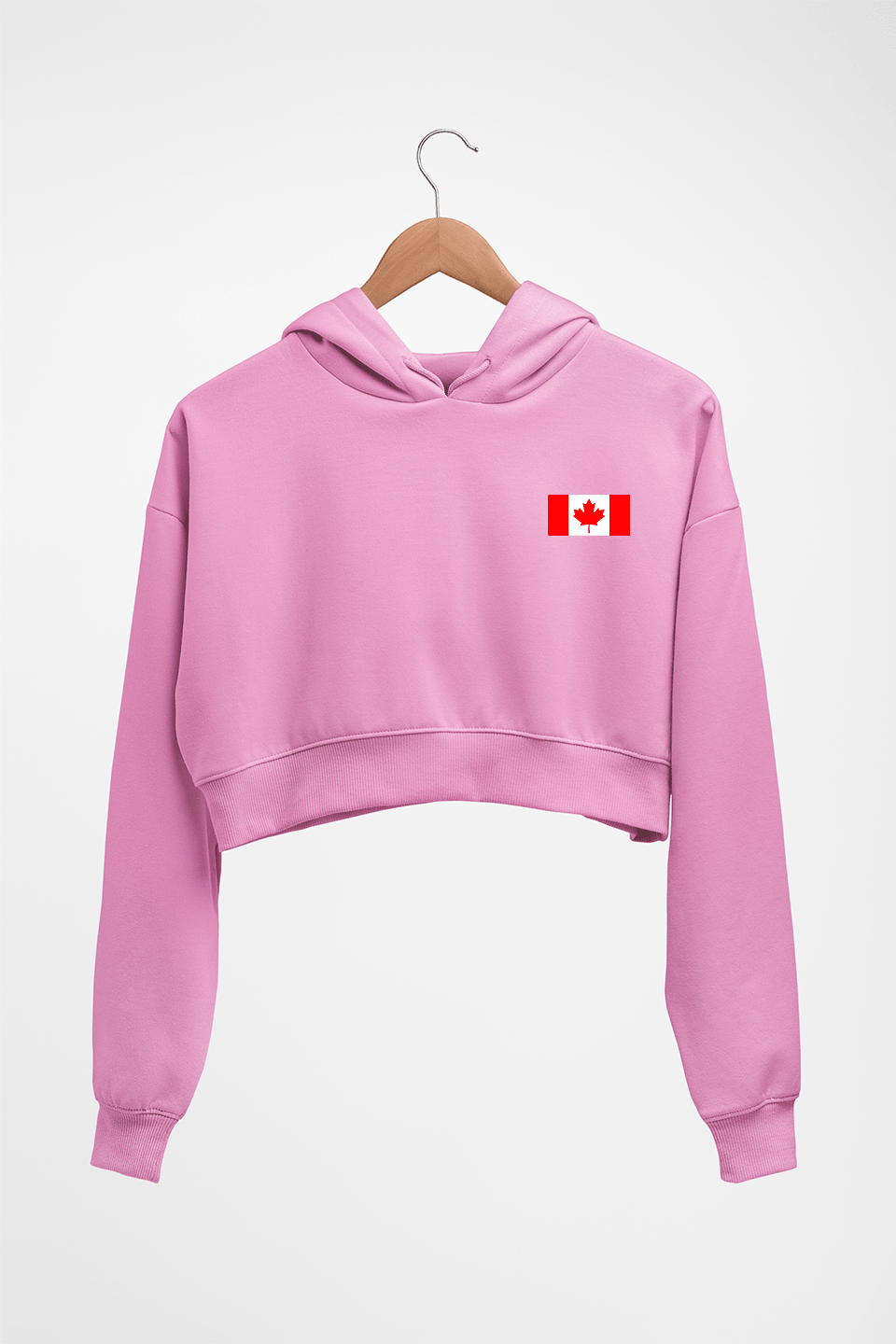 Canada Flag Crop HOODIE FOR WOMEN-Light Baby Pink-Ektarfa.online