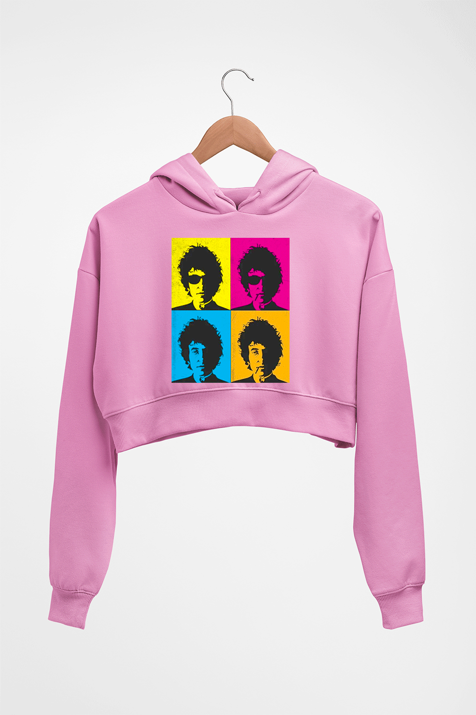 Bob Dylan Crop HOODIE FOR WOMEN-Light Baby Pink-Ektarfa.online