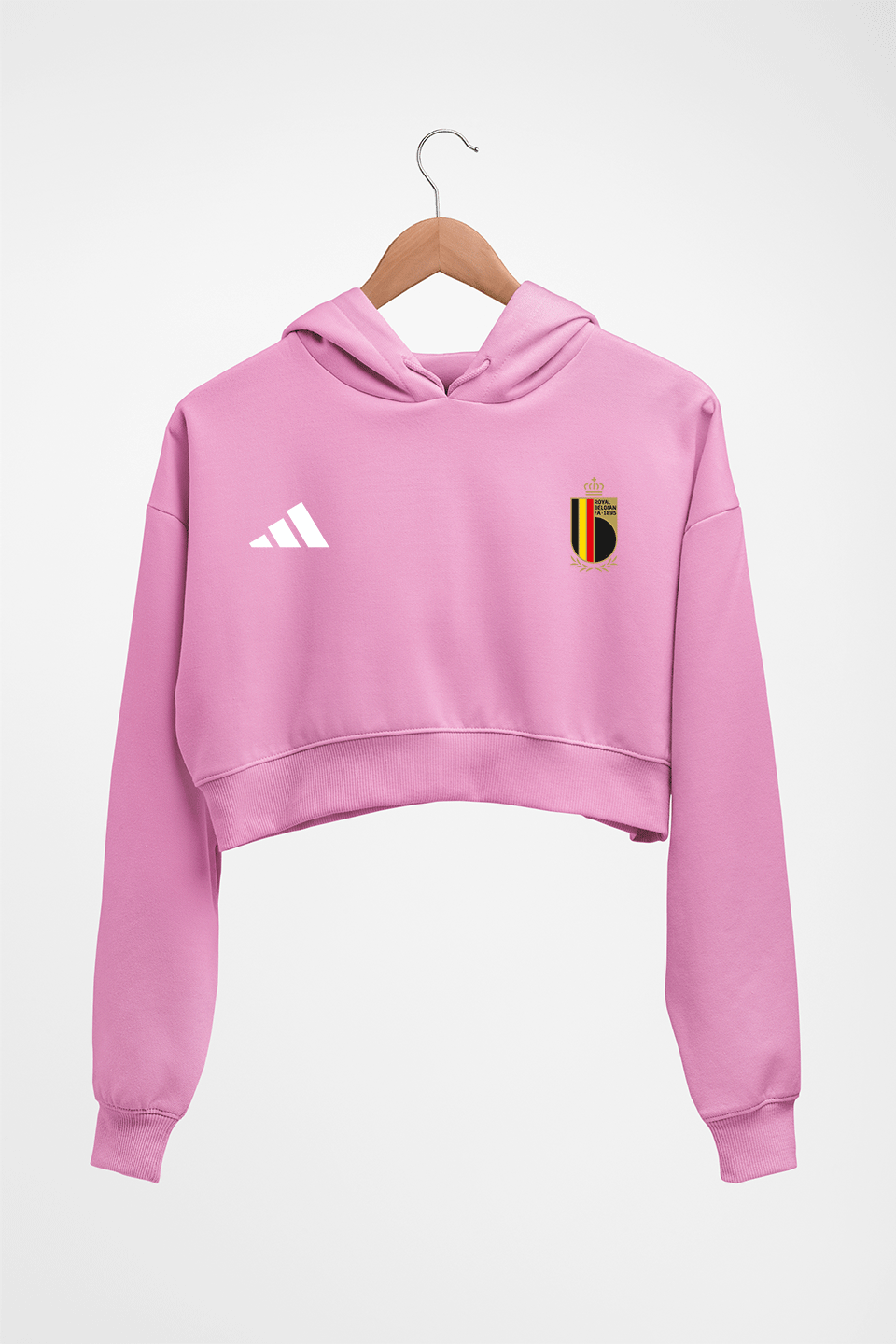 Belgium Football Crop HOODIE FOR WOMEN-Light Baby Pink-Ektarfa.online