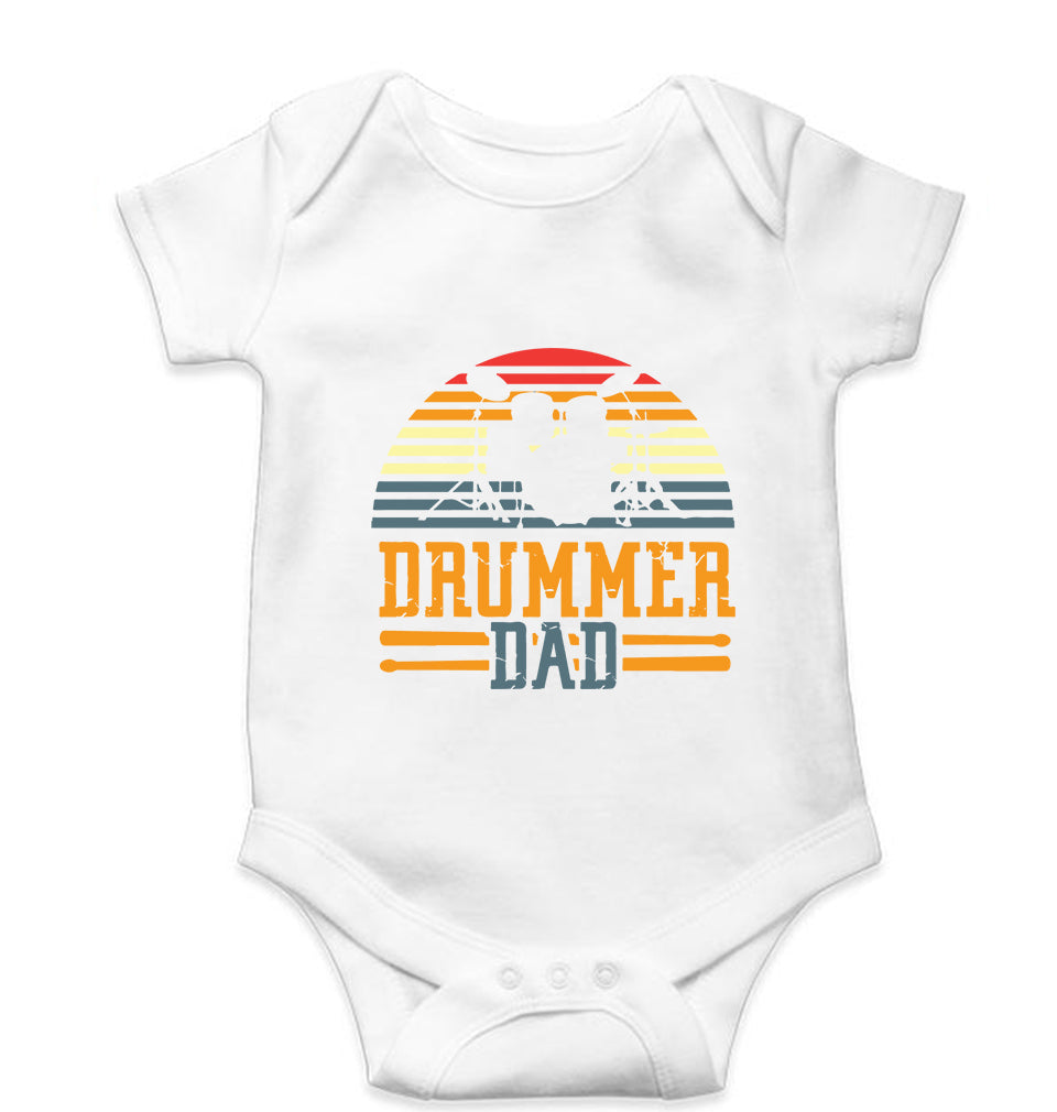 Drummer Dad Kids Romper For Baby Boy/Girl-0-5 Months(18 Inches)-White-Ektarfa.online