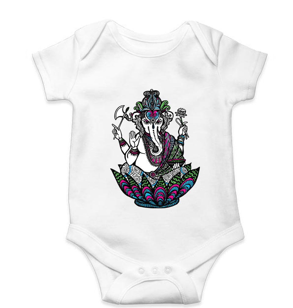 Psychedelic Ganesha Kids Romper For Baby Boy/Girl-White-Ektarfa.online