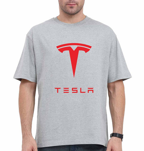 Tesla Oversized T-Shirt for Men-Grey-Ektarfa.online