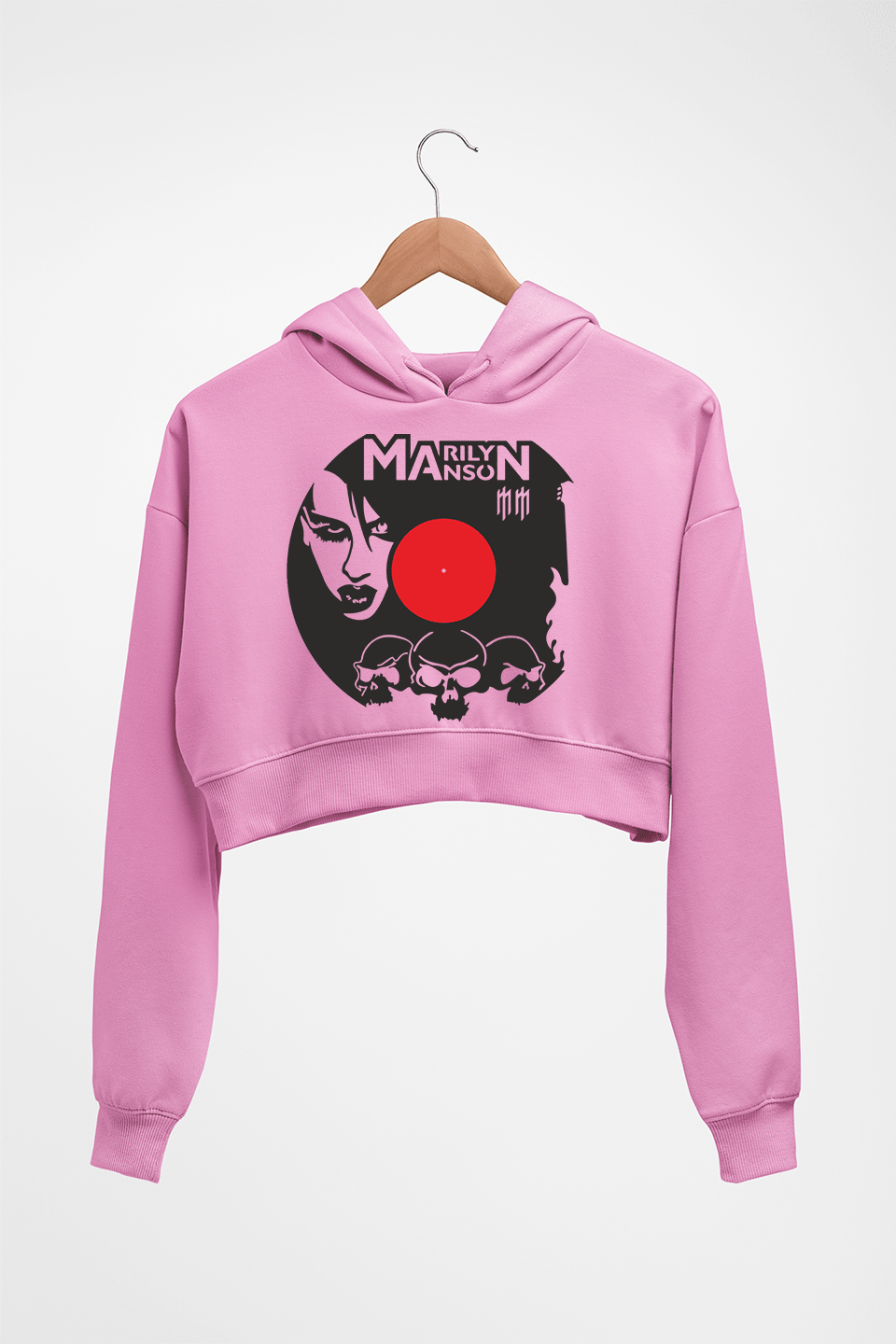 Marilyn Manson Crop HOODIE FOR WOMEN-Light Baby Pink-Ektarfa.online