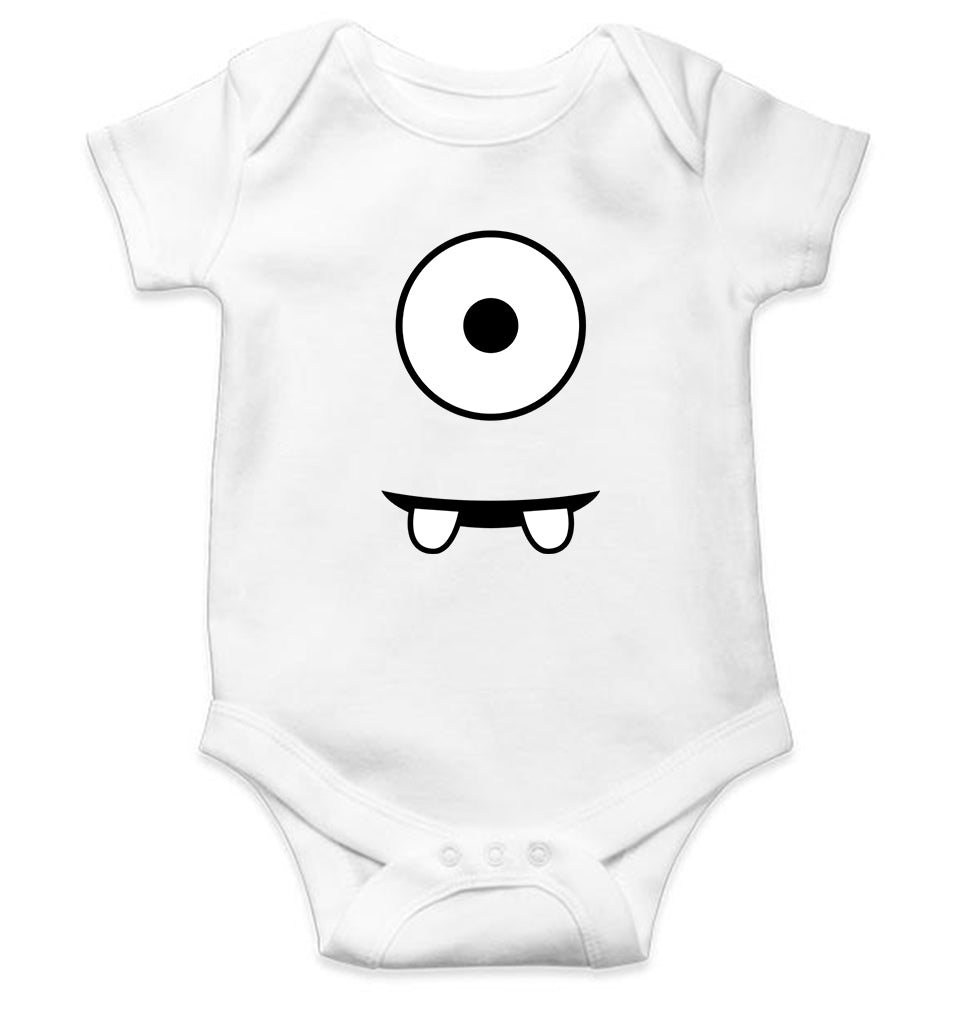 Minion Eye & Teeth Kids Romper For Baby Boy/Girl-0-5 Months(18 Inches)-White-Ektarfa.online