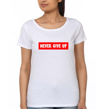 Load image into Gallery viewer, Never Give UP T-Shirt for Women-White-Ektarfa.online
