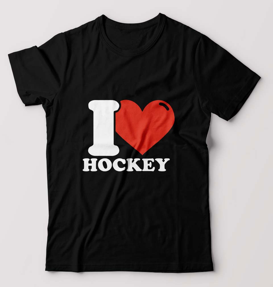 I Love Hockey T-Shirt for Men-Black-Ektarfa.online
