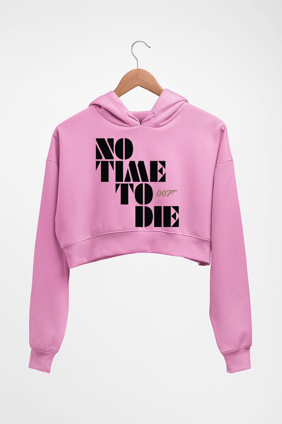 No Time To Die James Bond 007 Crop HOODIE FOR WOMEN-Light Baby Pink-Ektarfa.online