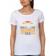 Load image into Gallery viewer, Drummer Dad T-Shirt for Women-White-Ektarfa.online
