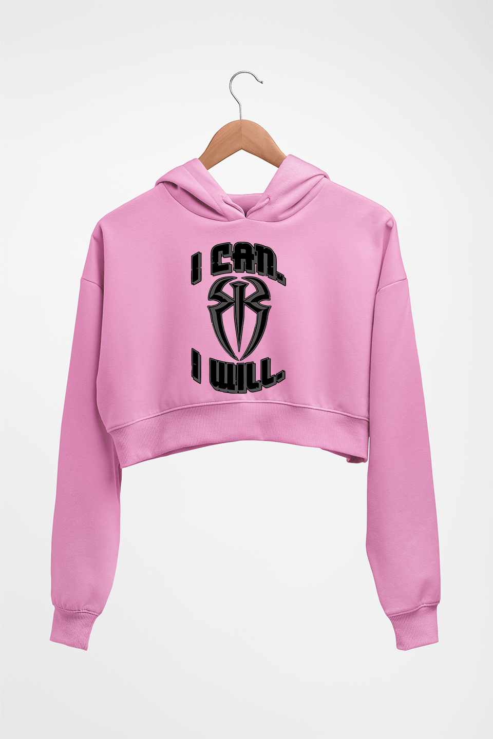Roman Reigns WWE Crop HOODIE FOR WOMEN-Light Baby Pink-Ektarfa.online