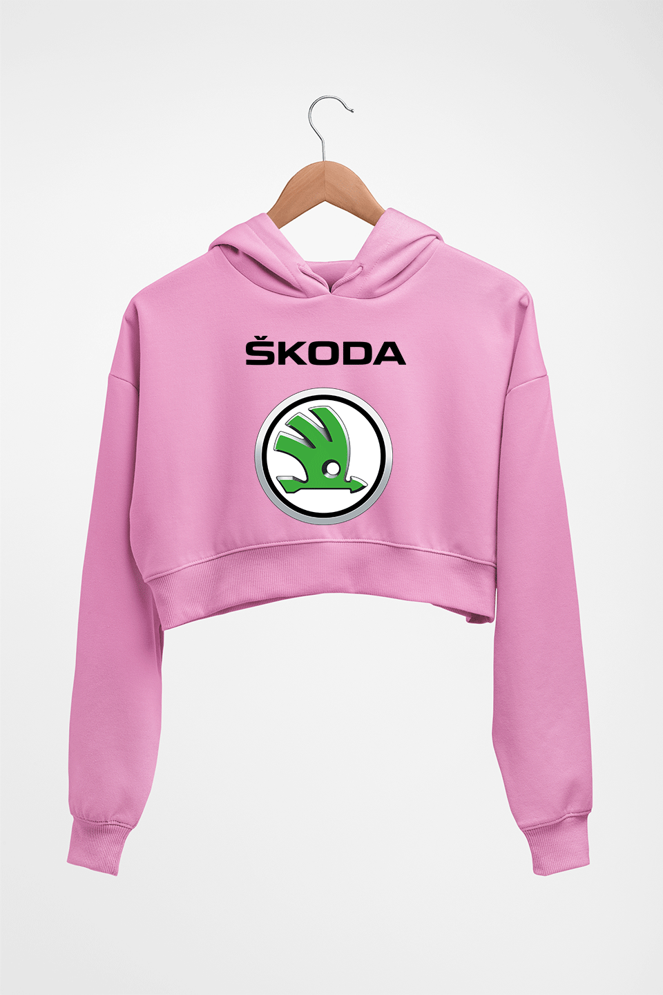 Skoda Crop HOODIE FOR WOMEN-Light Baby Pink-Ektarfa.online
