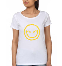 Load image into Gallery viewer, Evil Smile Emoji T-Shirt for Women-White-Ektarfa.online
