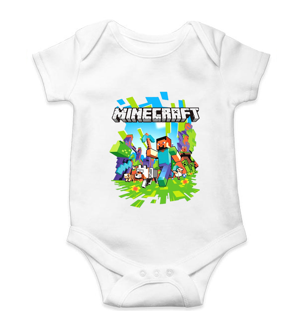 Minecraft Kids Romper For Baby Boy/Girl-0-5 Months(18 Inches)-White-Ektarfa.online