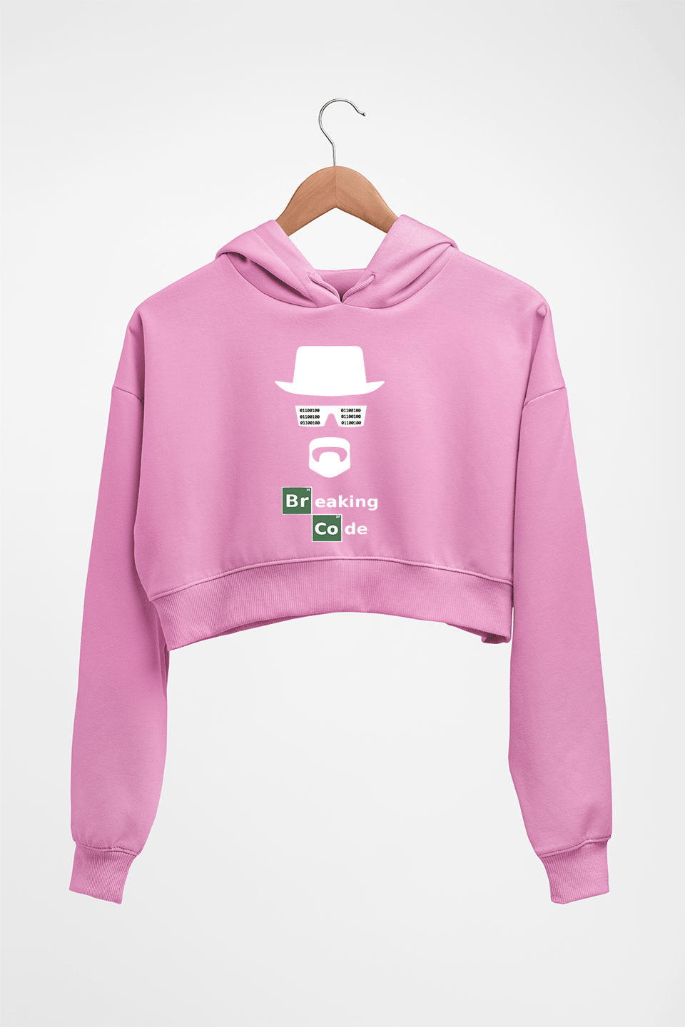 Geek Coder Crop HOODIE FOR WOMEN-Light Baby Pink-Ektarfa.online