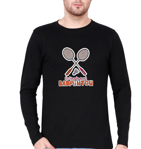 Badminton Full Sleeves T-Shirt for Men-Black-Ektarfa.online