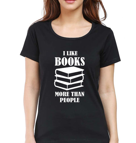 Like Books T-Shirt for Women-Black-Ektarfa.online