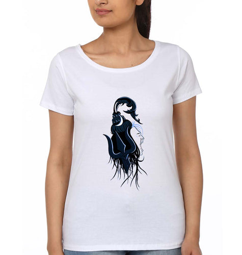 Mahakal Mahadev Bholenath Shiva Shivji T-Shirt for Women-White-Ektarfa.online