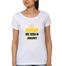 Load image into Gallery viewer, Queens Are Born In January T-Shirt for Women-White-Ektarfa.online
